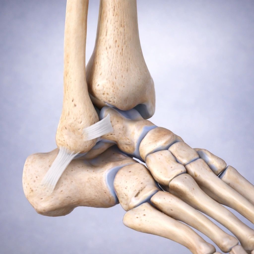 Illustration of the outer ankle ligaments that are injured in an ankle sprain